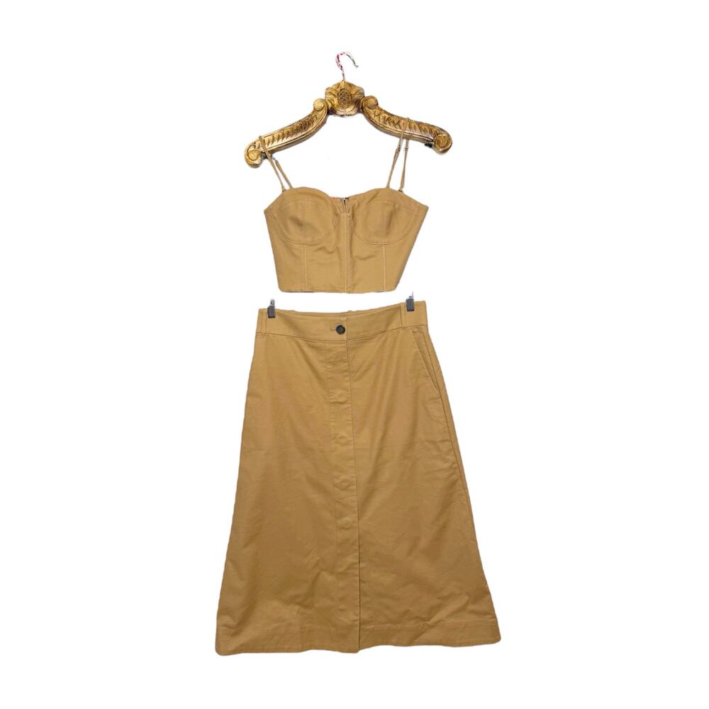 Everlane Set Skirt and Bustier Tan Khaki Office Siren Structured Cotton A Line L